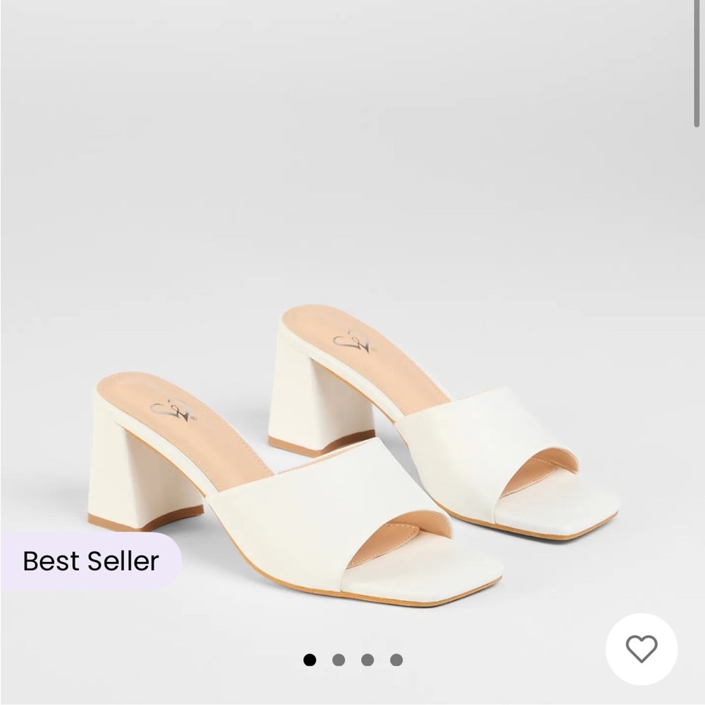 Windsor White Block Heel Mules